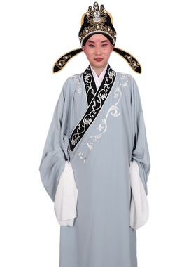 花领素袍越剧黄梅长袍戏服