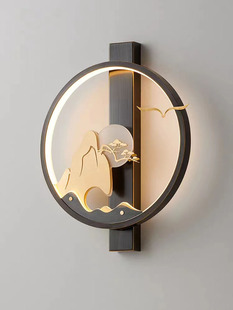 全铜新中式壁灯客厅背景墙工程中国风个性创意卧室床头灯具小吊灯