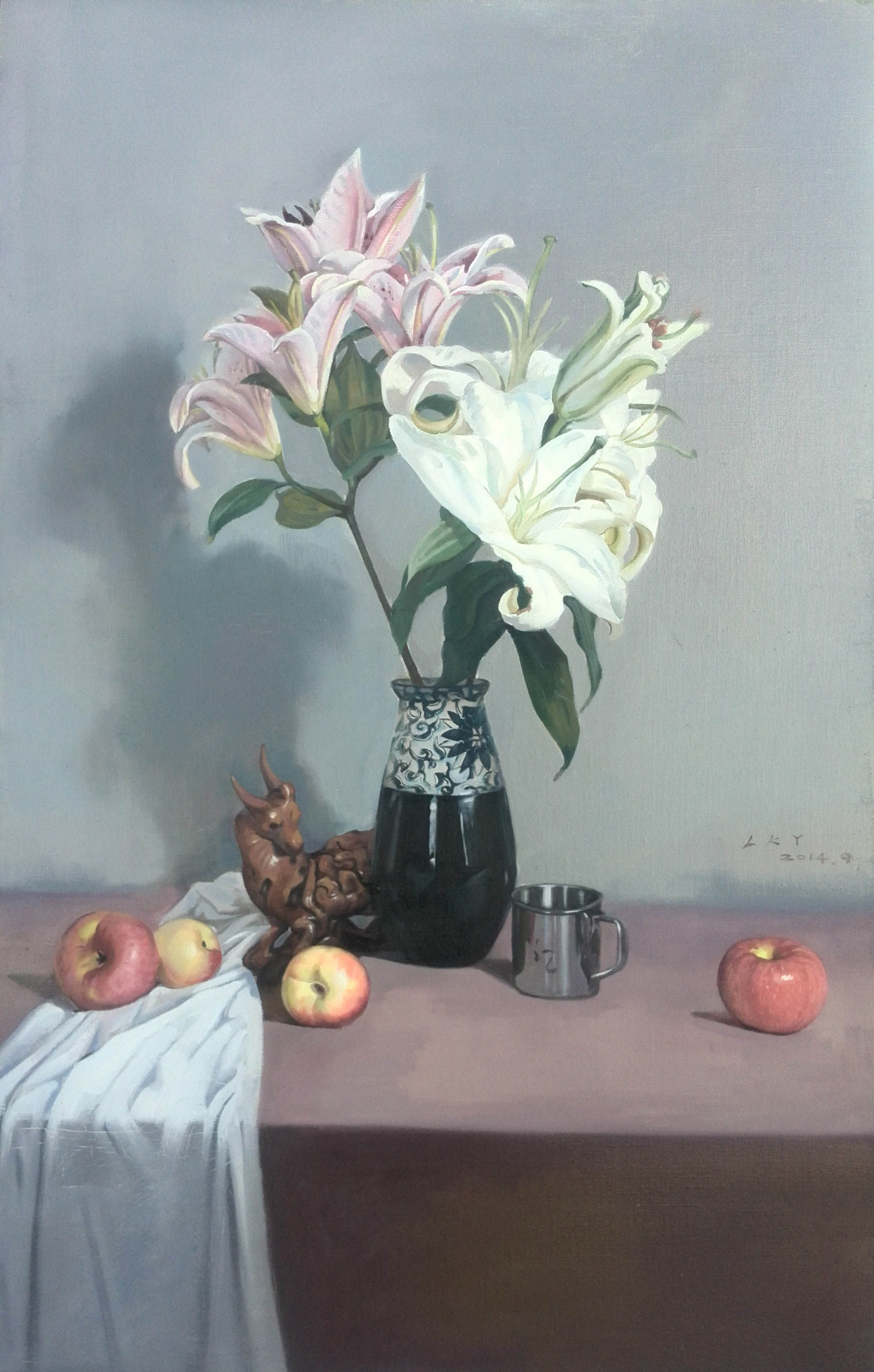 刘克懿《花果飘香》50x80cm写实静物精品