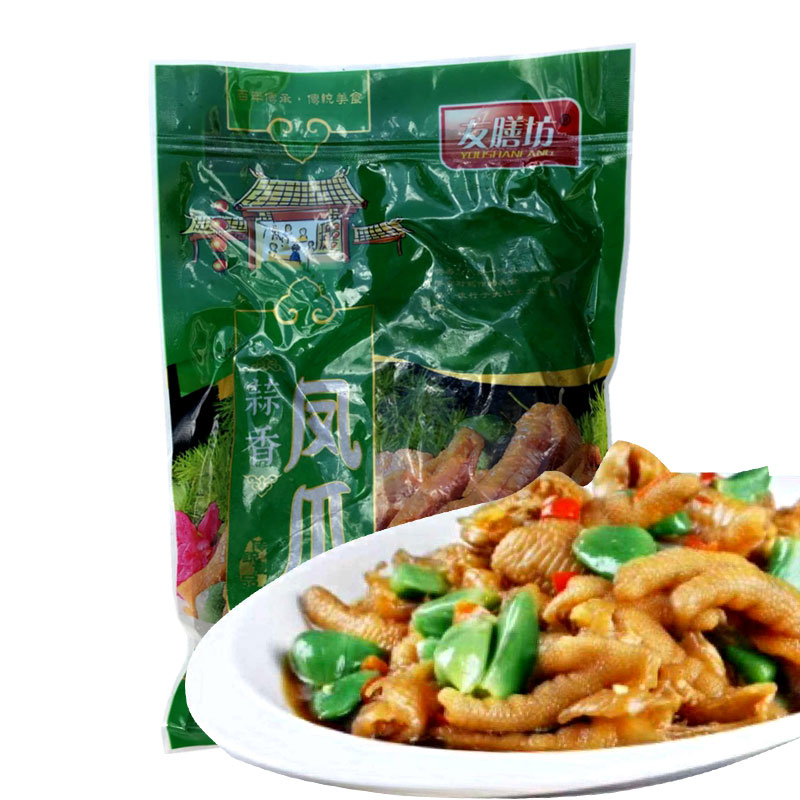 友膳坊蒜香凤爪400g无骨网红酸辣去骨腊八蒜脱骨凤爪即食冷冻泡爪
