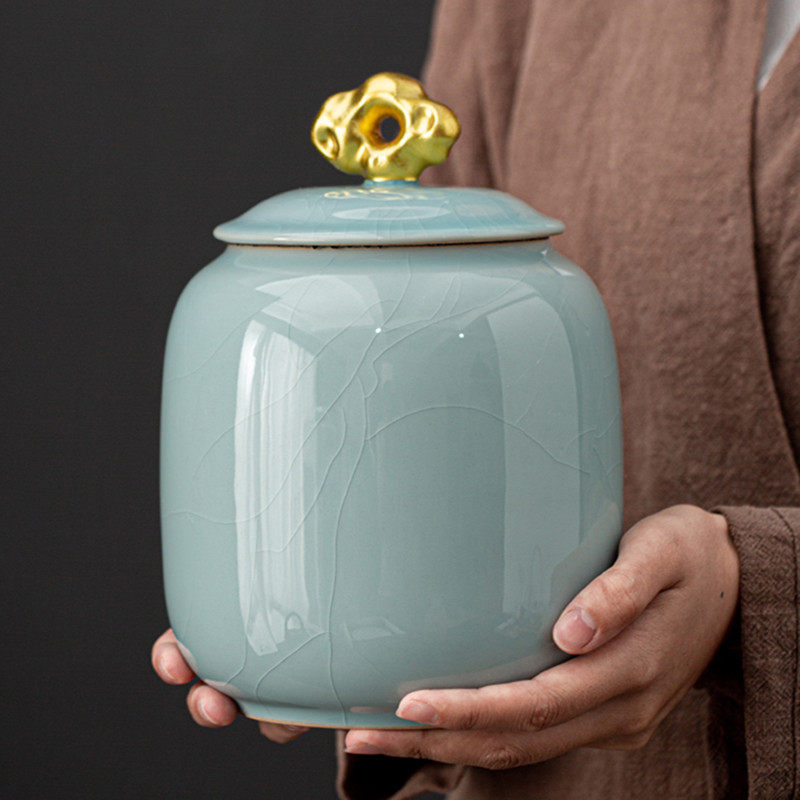 中式大号陶瓷茶叶罐密封罐红茶