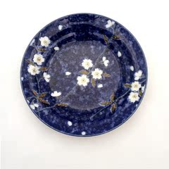 陶瓷餐具菜盘子日本进口蓝樱花16厘米汤盘釉下彩