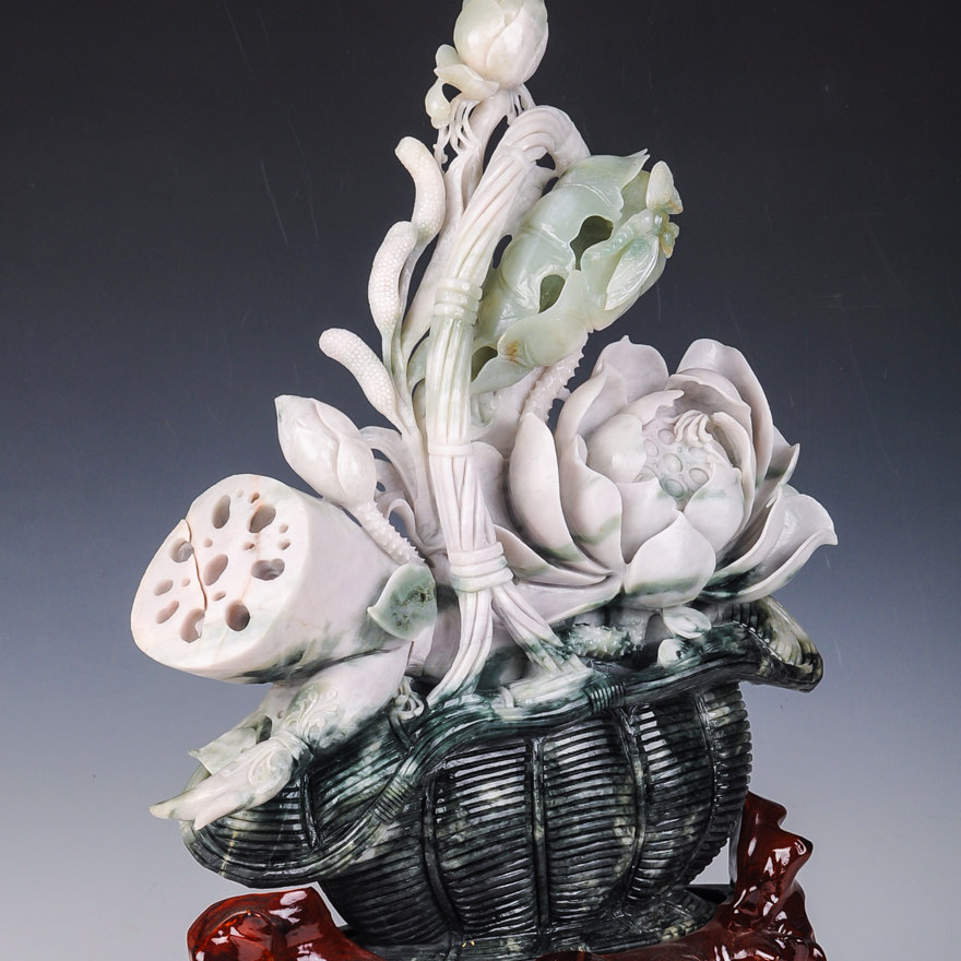 【源头好货-镇平】玉雕大师薛天空作品【出水芙蓉】 独玉摆件