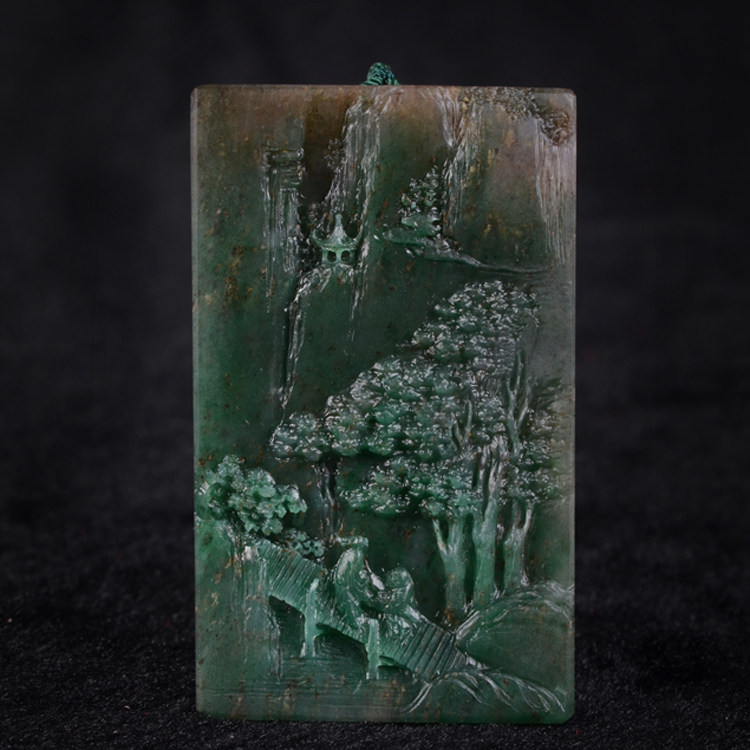 【山水牌子】省级玉雕大师薛天空作品 独玉挂件234g