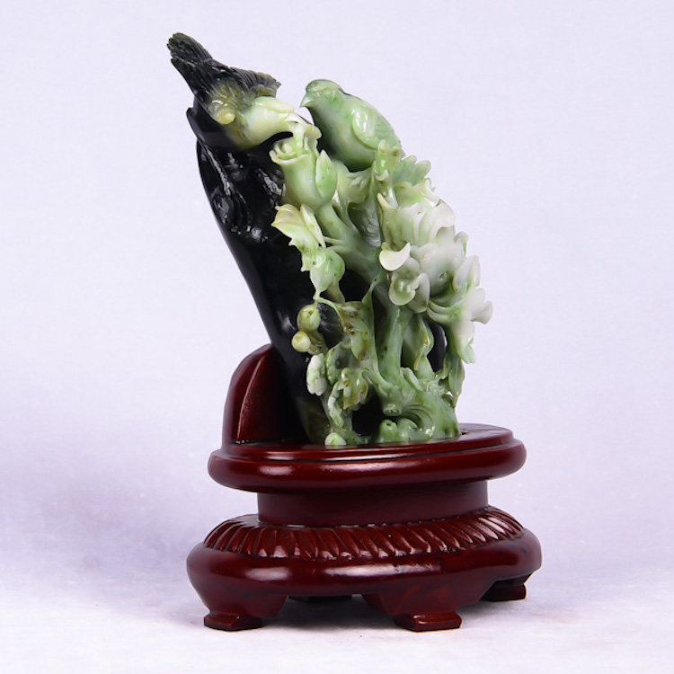 【花开富贵】省级玉雕大师薛天空作品 独玉摆件1.11kg