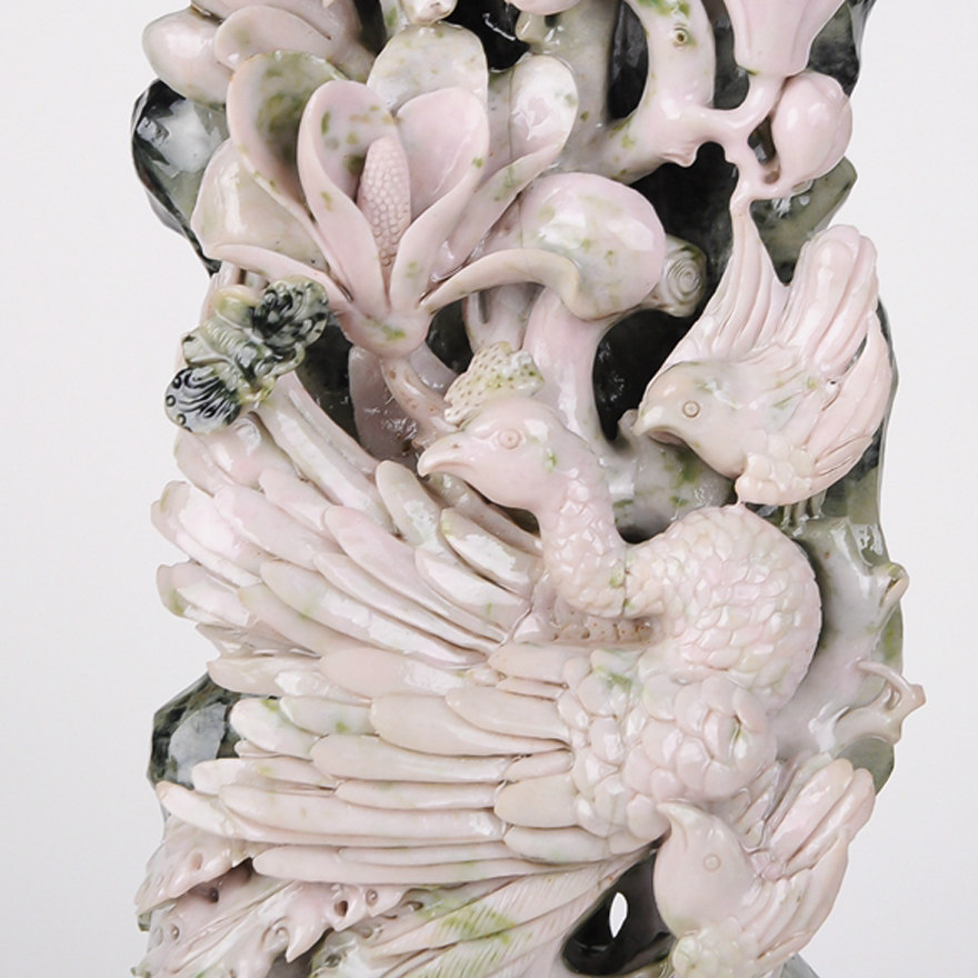 【百鸟朝凤】 玉雕大师薛天空作品独玉挂件2850.00g