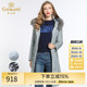 乔万尼派克羽绒服女新款雾霾蓝两面穿欧洲站保暖大毛领中长款