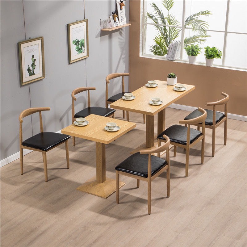 餐饮专用桌子凳子商用仿实木面馆桌椅组合小吃店奶茶店店铺快餐