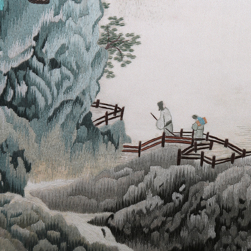 中国刺绣精品 汴绣青山游记四条屏