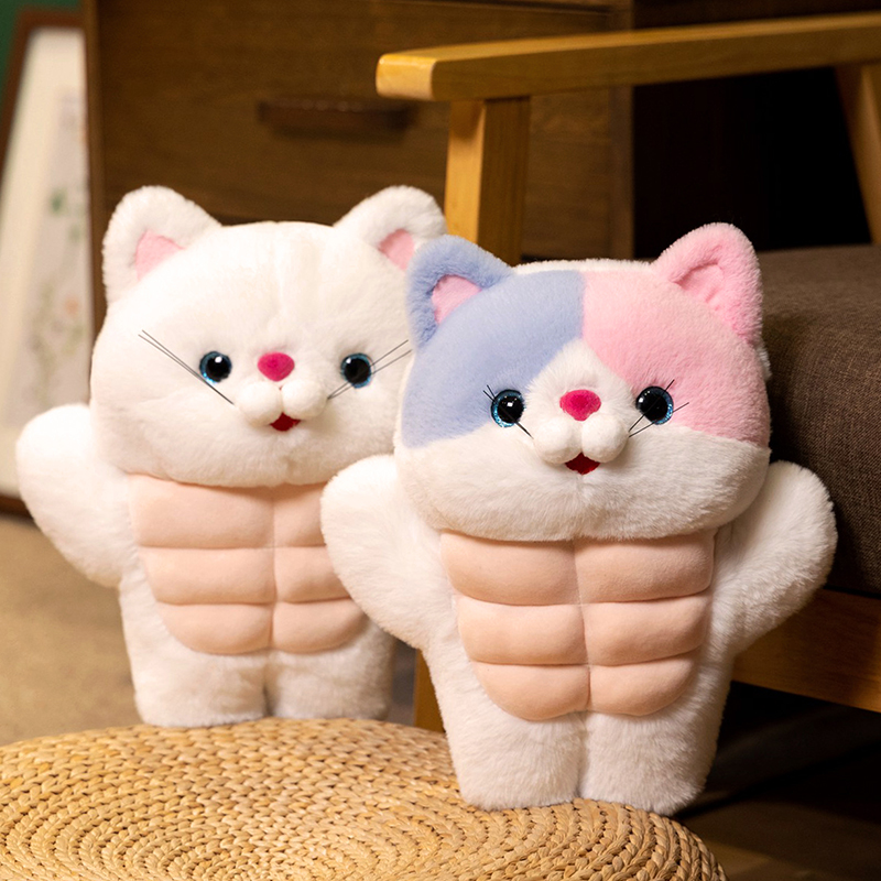 新款创意健身猫咪毛绒玩具正品布娃娃可爱小猫六块腹肌安全感喵礼