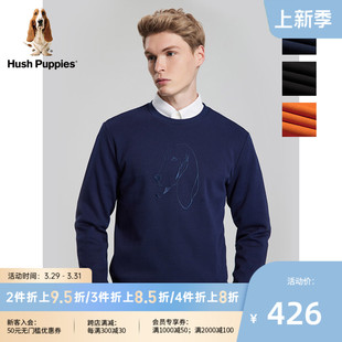 Hush Puppies暇步士男装秋季复古美式休闲简约圆领卫衣|PC-21581D