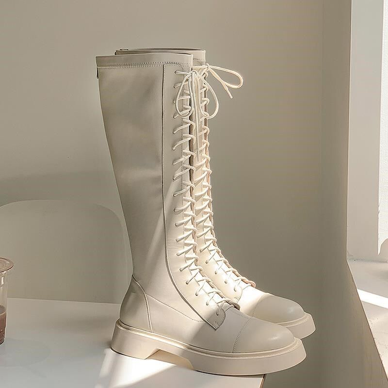 白色长筒靴女夏季薄款长靴2021新款网红高筒靴骑士靴不过膝长靴子