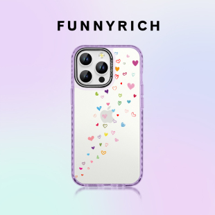 FUNNYRICH爱心飞扬适用iPhone15ProMax手机壳磁吸苹果14透明13新款保护套情侣女款12超薄防摔高级感简约小众