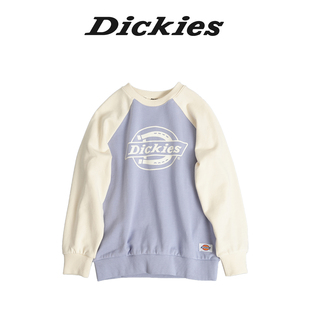 Dickies童装男童女童卫衣24撞色插肩袖拼接前后彩色印花圆领卫衣