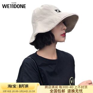 现货直营VLONE WE11DONE渔夫帽女遮脸帽子毛边波浪边遮阳防晒盆帽