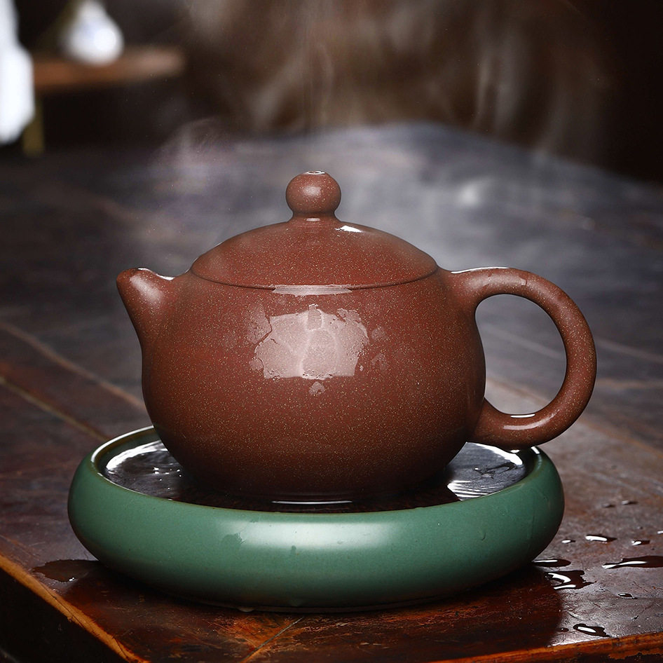 宜兴原矿桃花泥西施冒烟出汗紫砂壶茶具320毫升泡茶壶单壶沏茶器