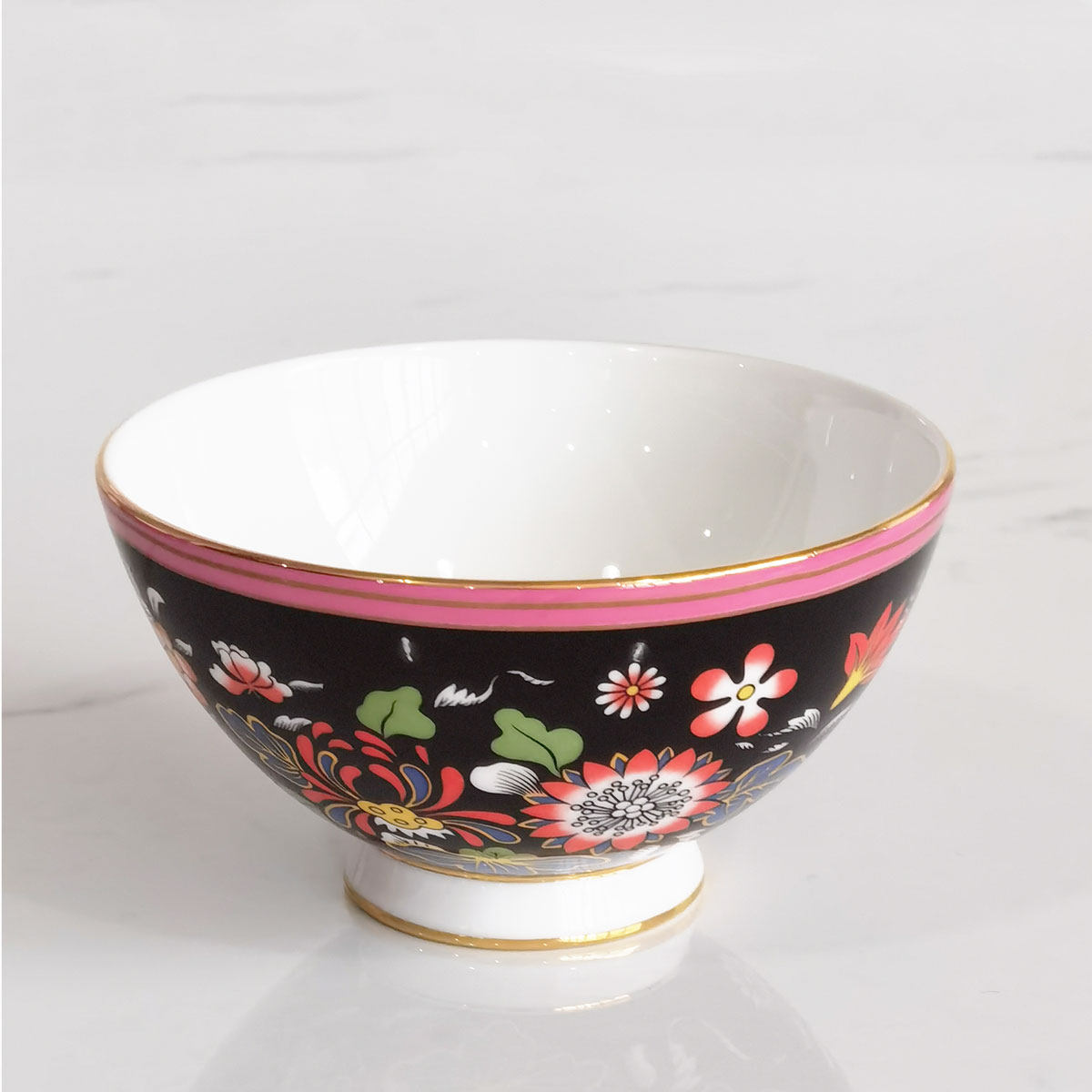 wedgwood玮致活嫣红牡丹小碗四件组骨瓷饭碗餐具餐碗礼盒套装