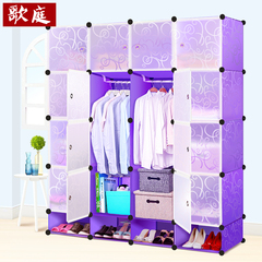 韩式树脂衣柜折叠组装双人收纳挂衣柜塑料衣橱简易布艺钢架衣服柜