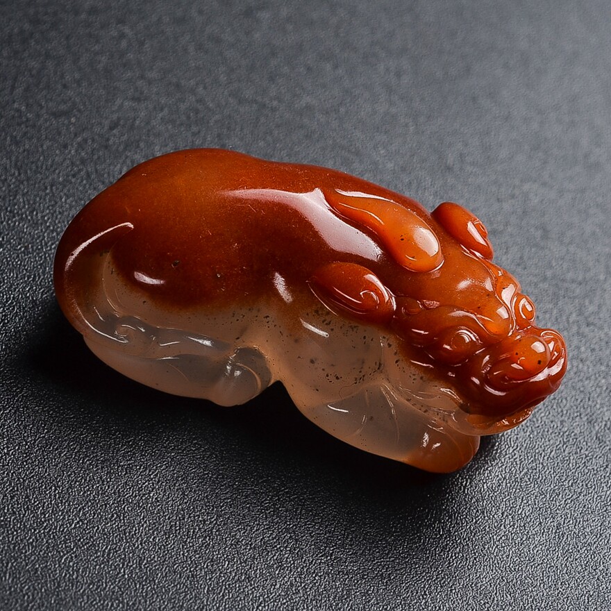 省级工艺美术大师院小果作品 黄龙玉 貔貅 33.69g