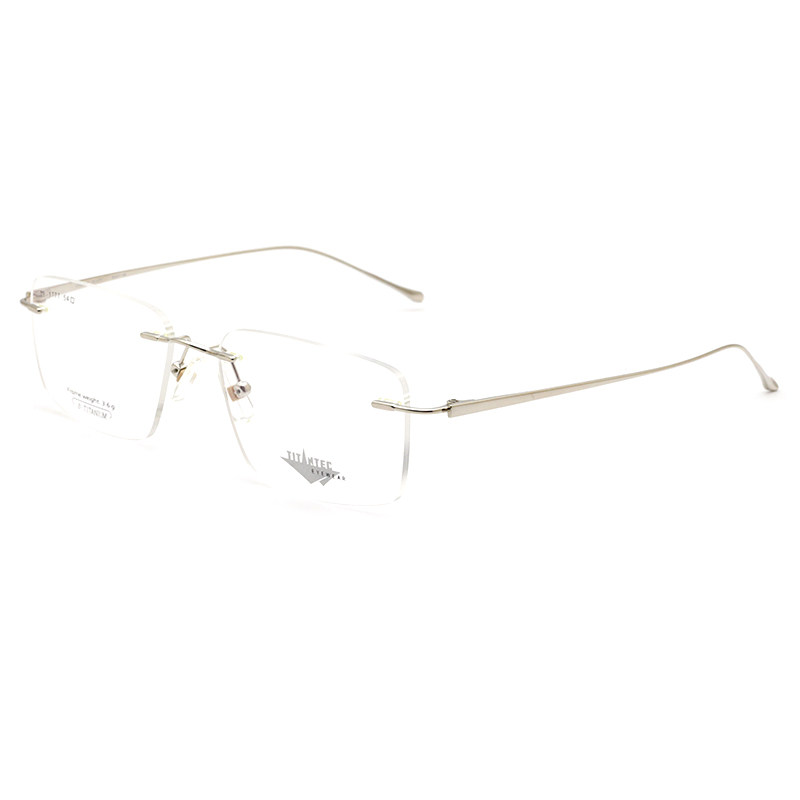 titantec 泰坦钛克眼镜框男士无框商务纯钛镜架近视镜框tf-1777