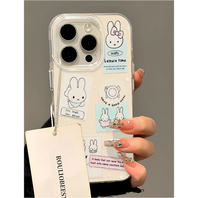 米菲兔标签贴适用苹果16promax手机壳iphone14华为mate60pro奶油Pura70荣耀300女reno13保护套vivos20小米15