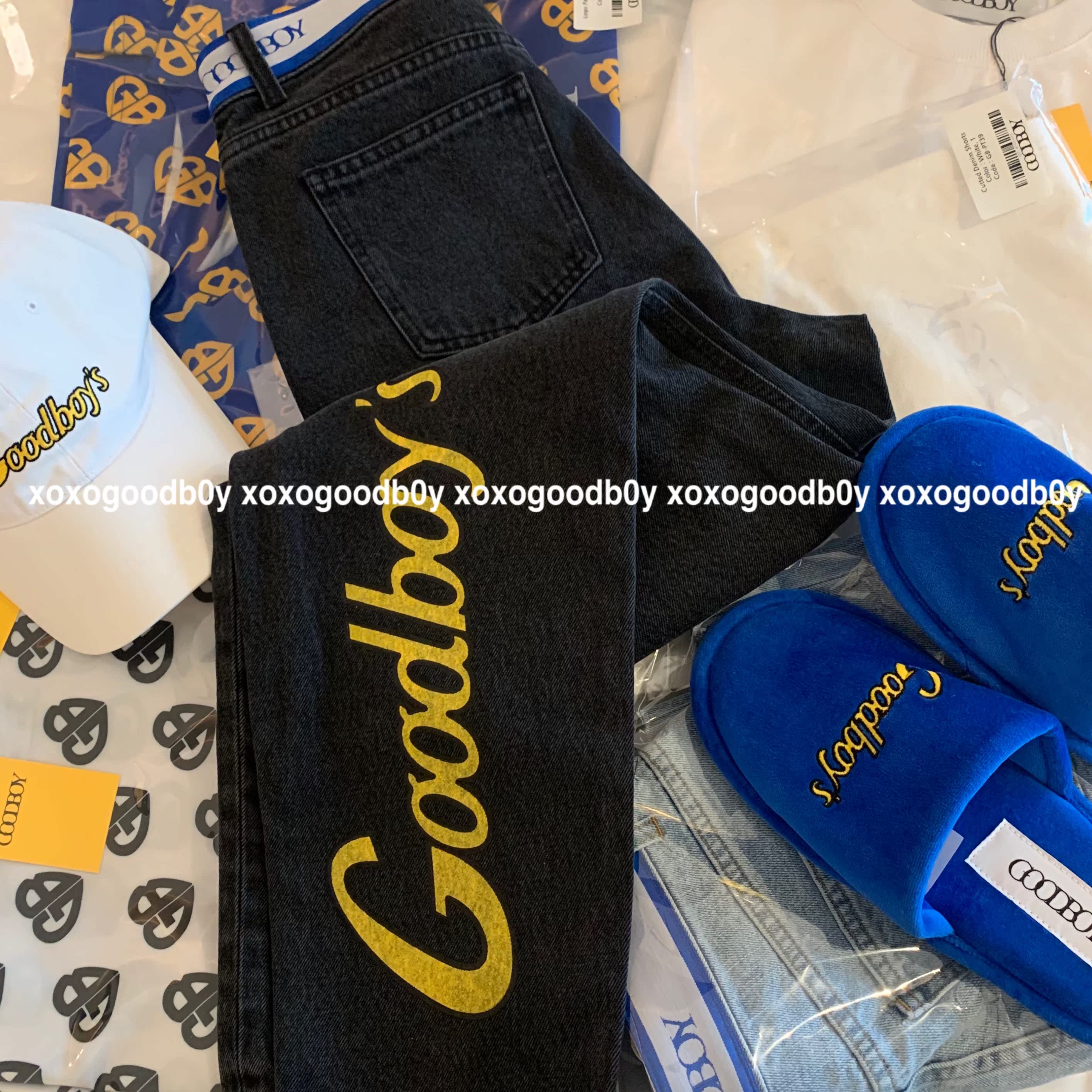 自制2021早春新品xoxogoodboylogo字母深灰色小脚直筒牛仔裤牛仔裤