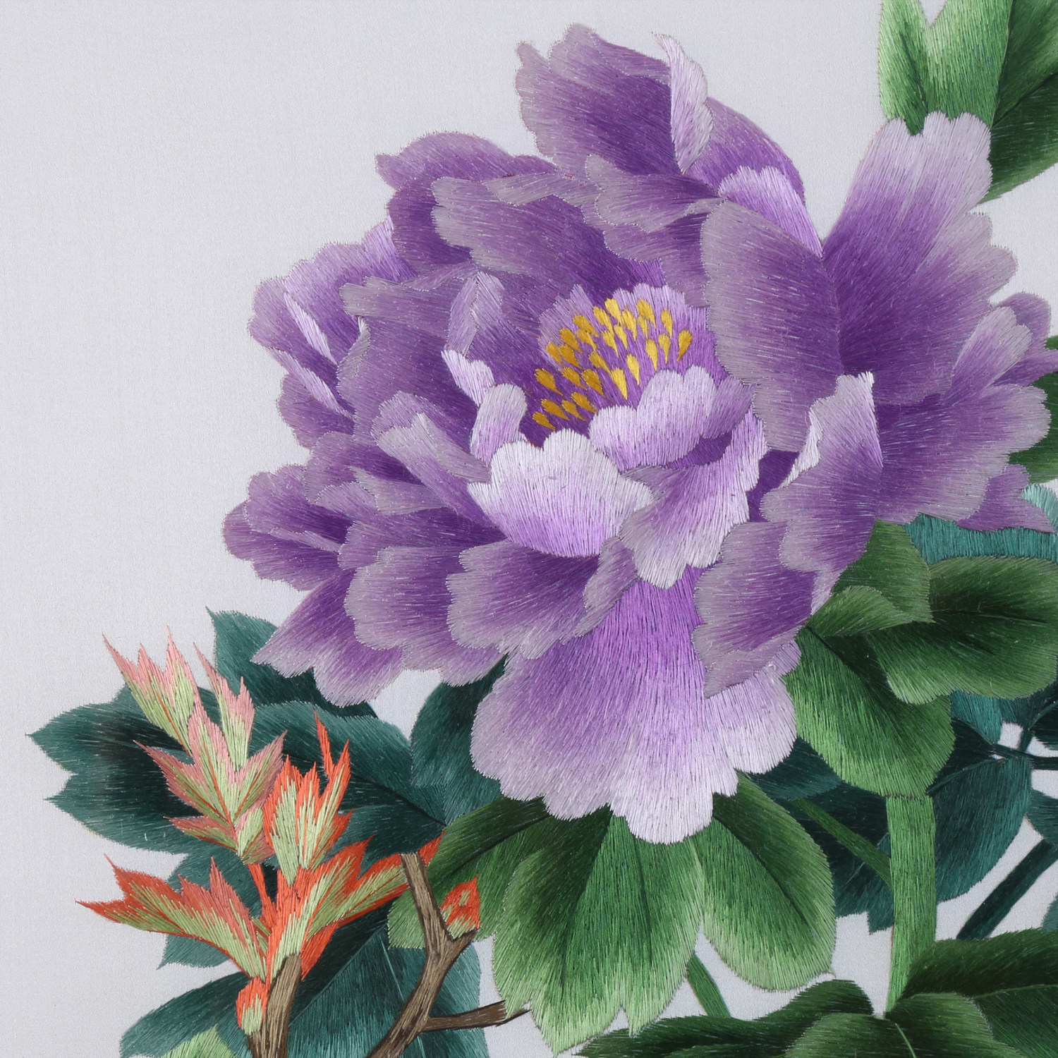 侯玲玲刺绣汴绣作品四条屏牡丹