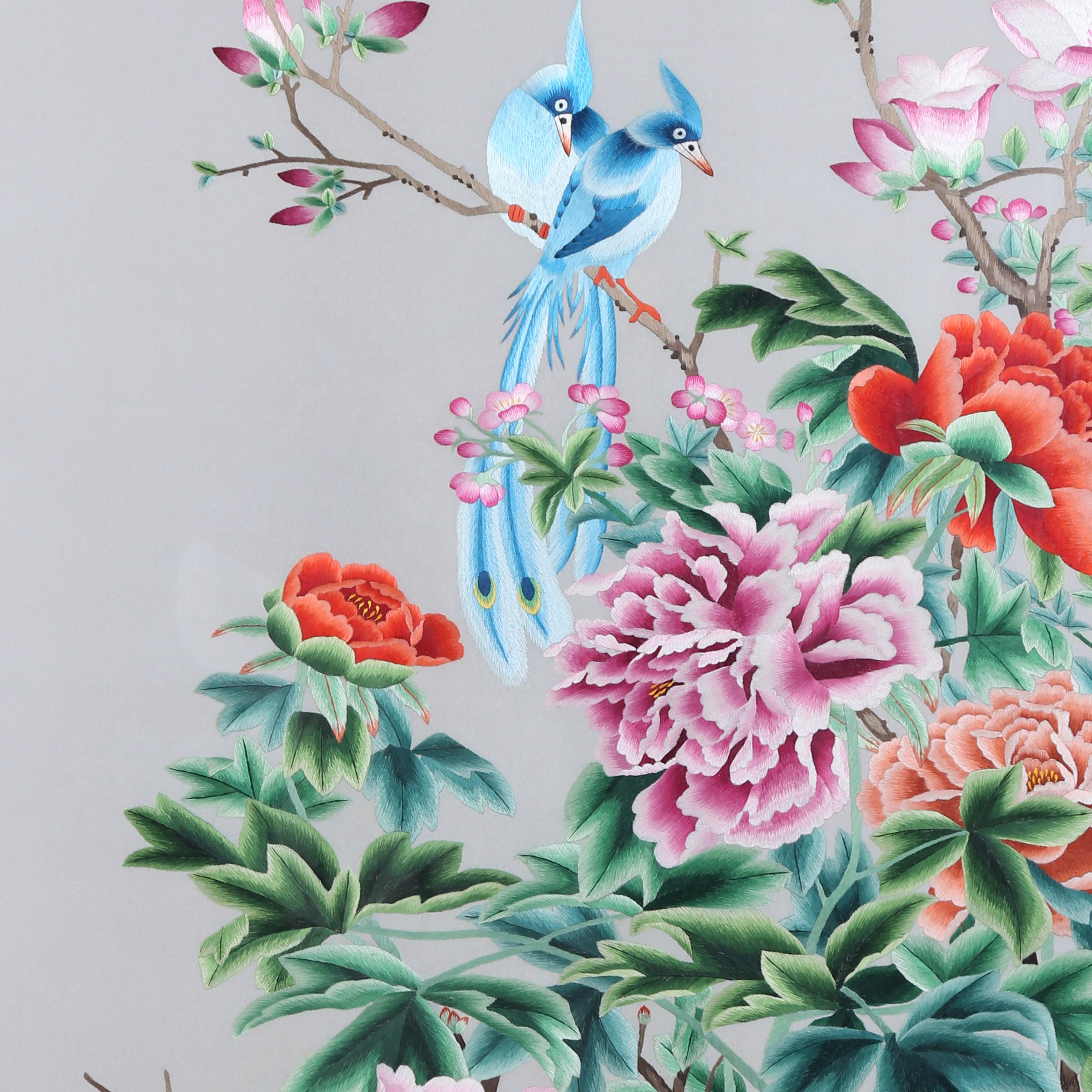 侯玲玲刺绣汴绣作品花鸟屏风