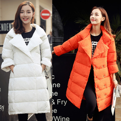 韩国2016冬装新款大码保暖学生棉服中长款修身棉衣女加厚纯色外套