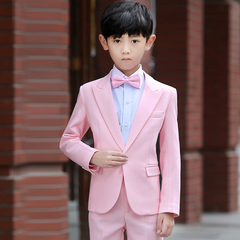 冬季儿童西服套装男 男童西装小西服 中大童钢琴小提琴粉色演出服