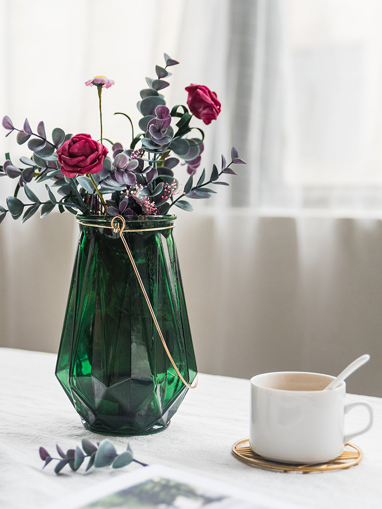 北欧玻璃花瓶现代简约家居透明富贵竹水培水养植物花瓶插花摆件