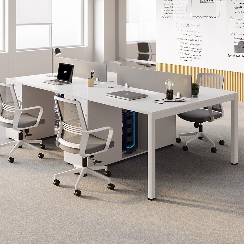 职员办公桌椅组合白色简约现代四人工位4人2员工桌办公室家具卡位