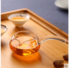 福茗厂家直销加厚侧把玻璃公道杯功夫茶具耐热匀杯茶海公杯分茶器