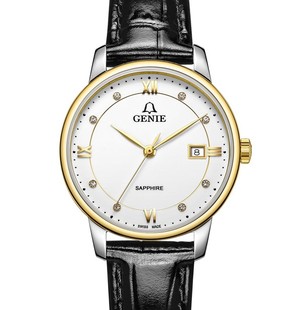 瑞士genie爵尼手表石英表真皮女表 gnq-t2027l-lgw 2027 专柜正品