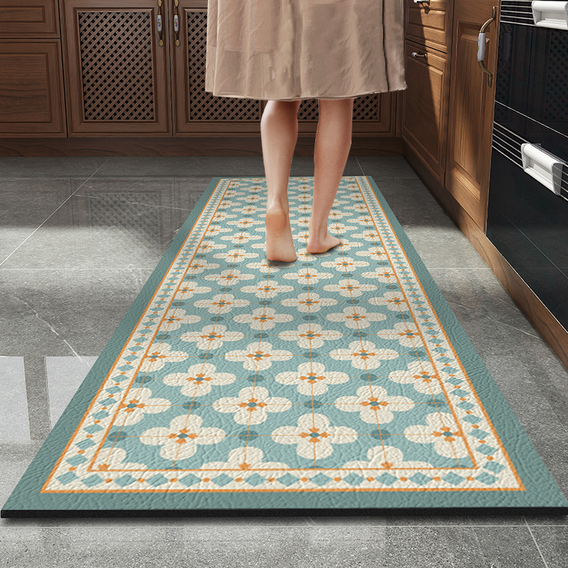 厨房防滑地垫pvc皮革防水防油脚垫长条可擦免洗满铺耐脏家用地毯