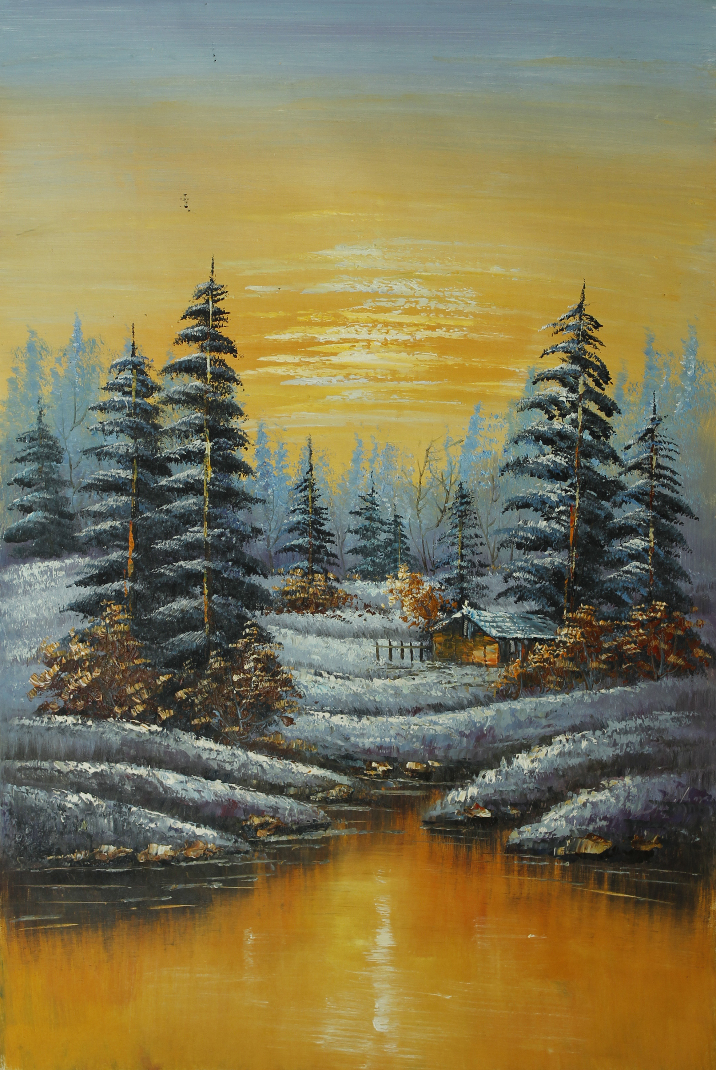 贺友邻油画《松林照晚》