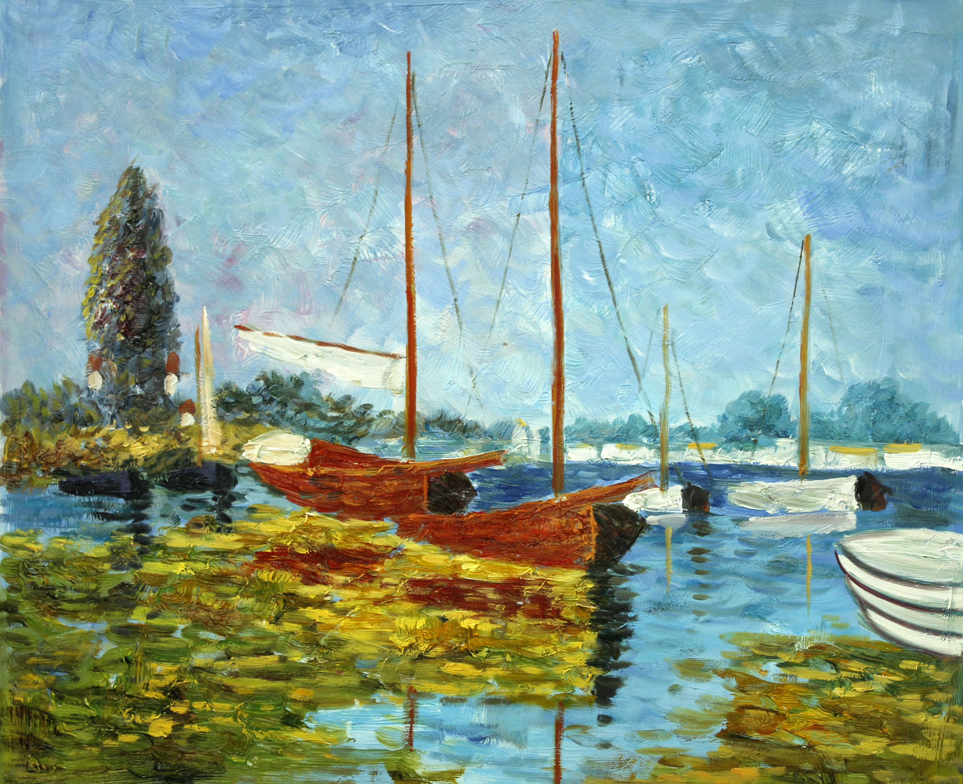 图兰朵艺术精品油画邀请场五  临摹莫奈作品《帆船》 进入该拍品专场