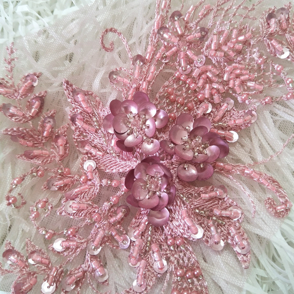 服装辅料立体花朵_立体蕾丝花手工钉珠重工蕾丝花朵绣花花边辅料服装