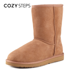 COZYSTEPS2016冬季新款羊皮毛一体中筒雪地靴女真皮保暖中靴子