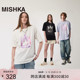 MISHKA大眼球美式潮牌夏季新款正肩宽松上衣半袖做旧短袖T恤男女