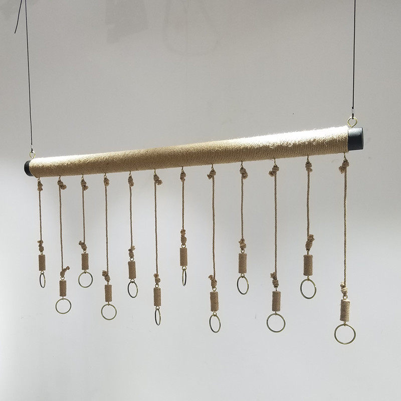 服装店吊架麻绳衣架吊挂钢丝吊钩悬挂复古木棍展示架童装店顶架