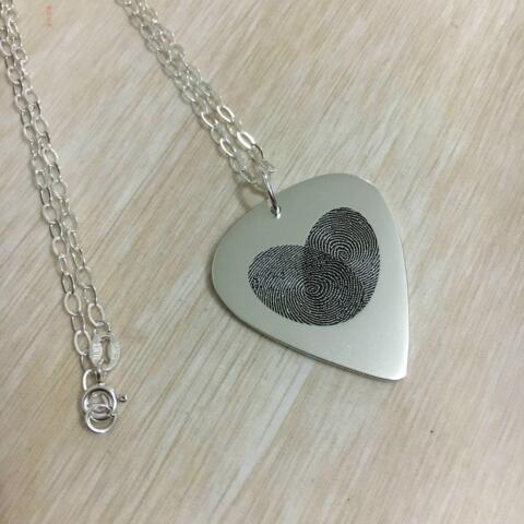 正品925纯银定制拨片项链弹吉他男女情侣音乐定做刻字照片指纹个