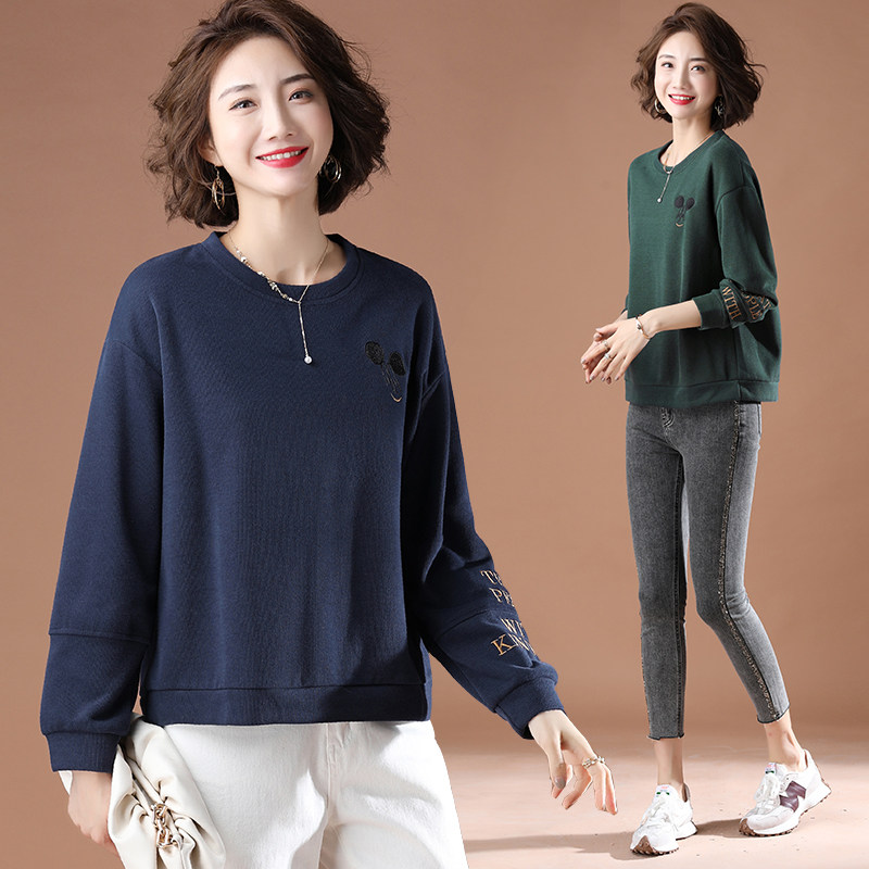 中年女士卫衣女2022年新款四五十岁妈妈宽松减龄休闲圆领春秋大码