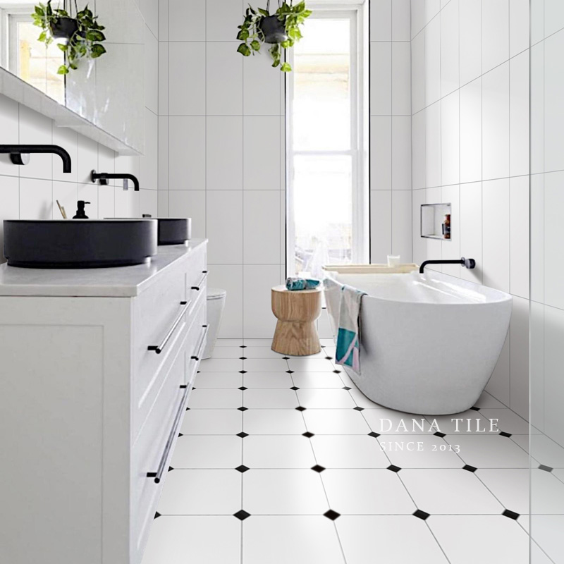大八角马赛克瓷砖卫生间地砖30x30北欧淋浴房厨房浴室防滑地板砖