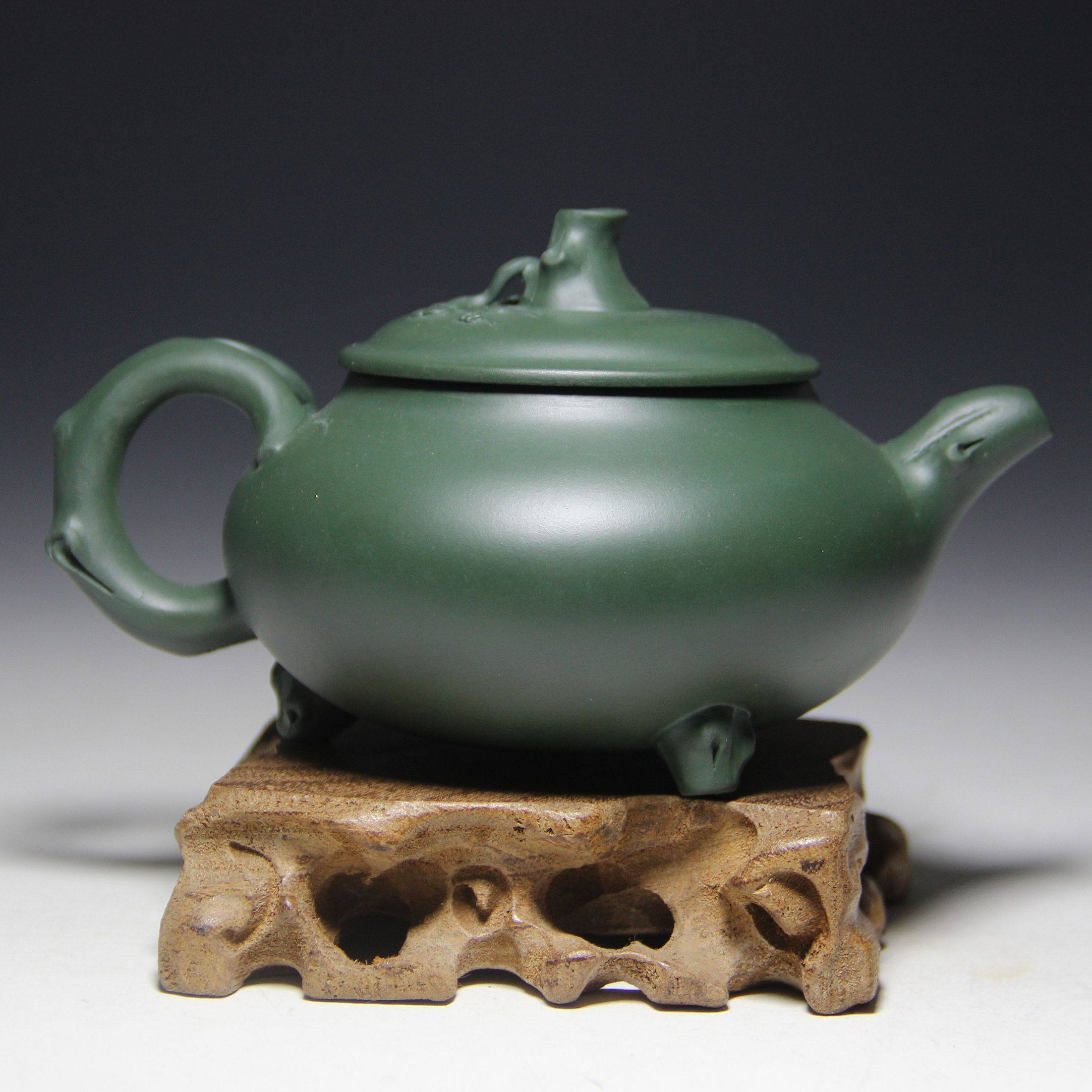 国家级工艺美术师 陈运财 民国绿泥 三足咏梅 350cc