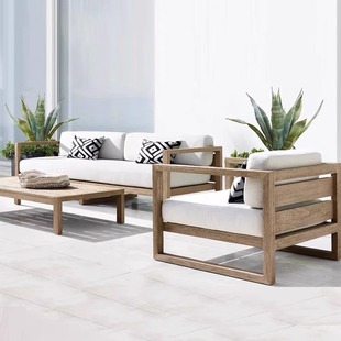 户外柚木沙发组合庭院花园露天阳台实木休闲躺椅设计师防腐木家具