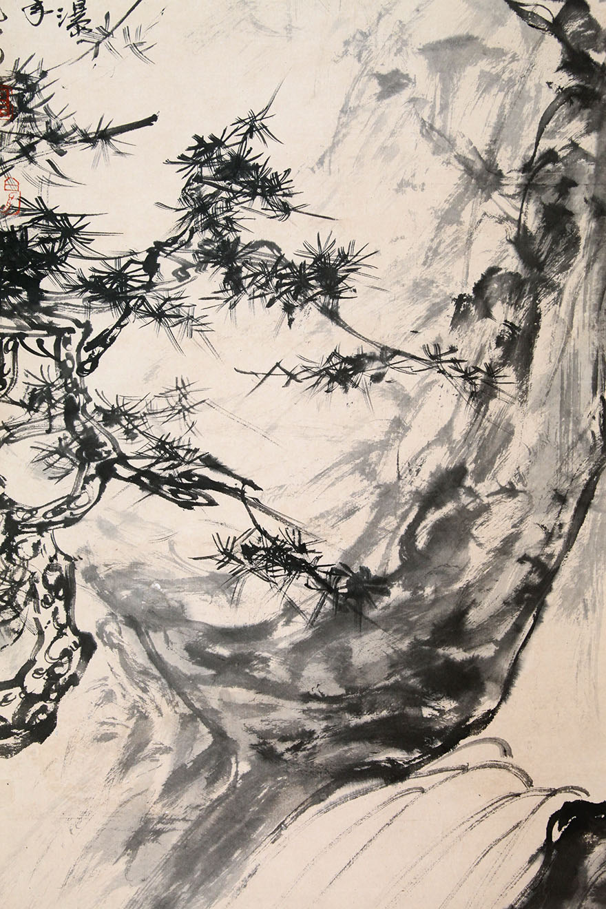 黑伯龙《松涧观瀑》