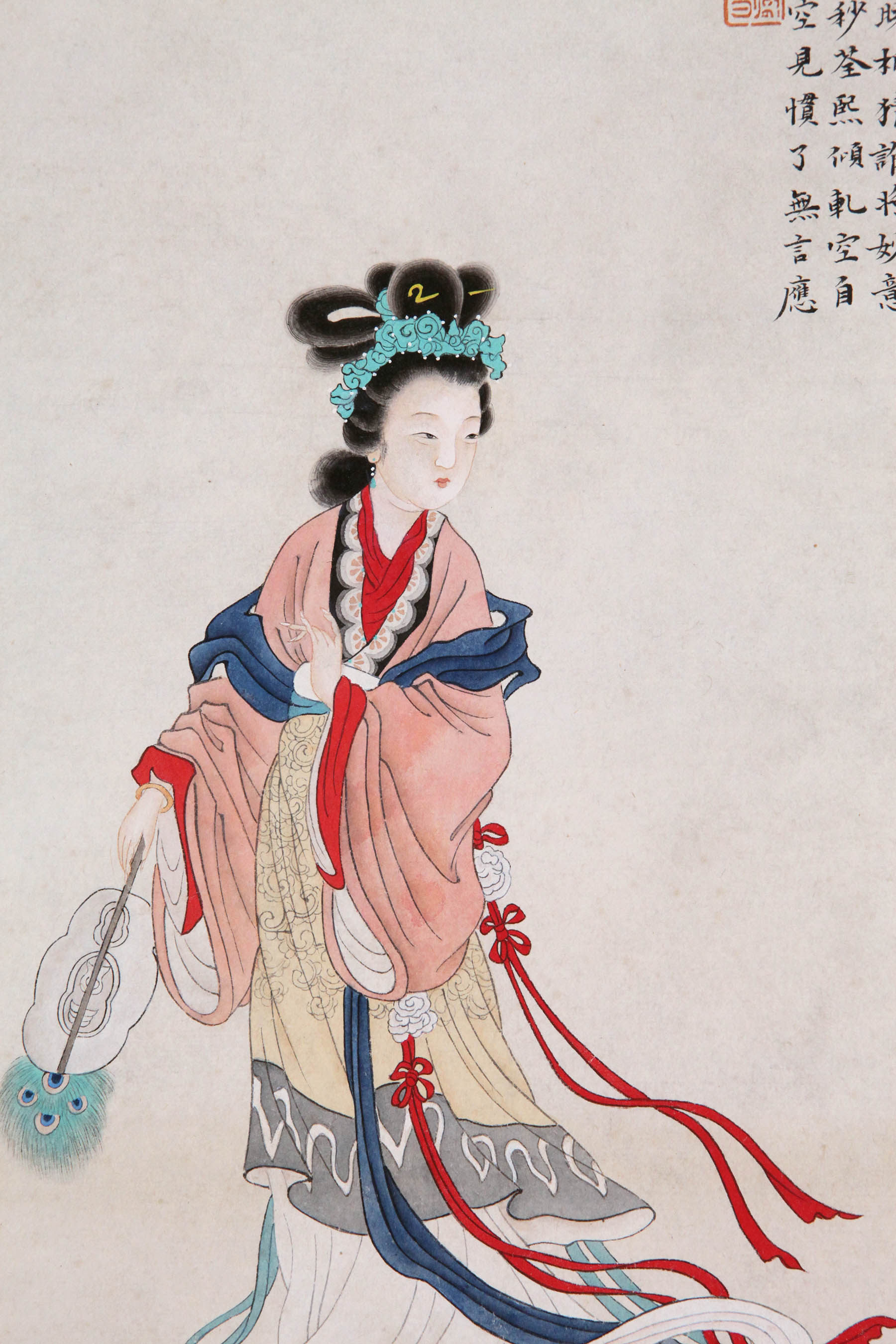 俞明(林徽因题跋)《执扇仕女》