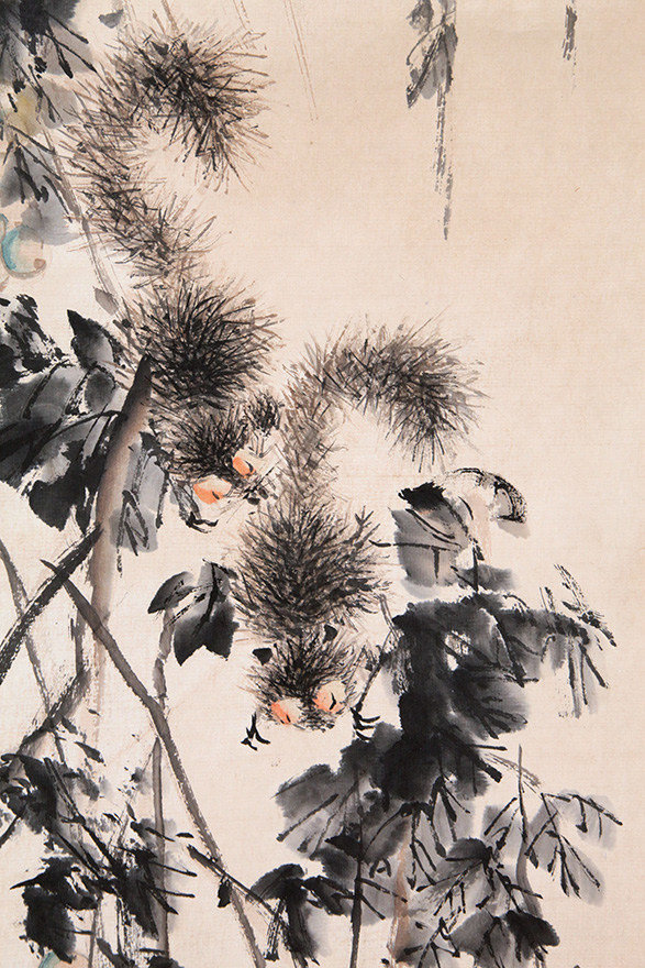 虚谷(原装旧裱) 《葡藤松鼠》