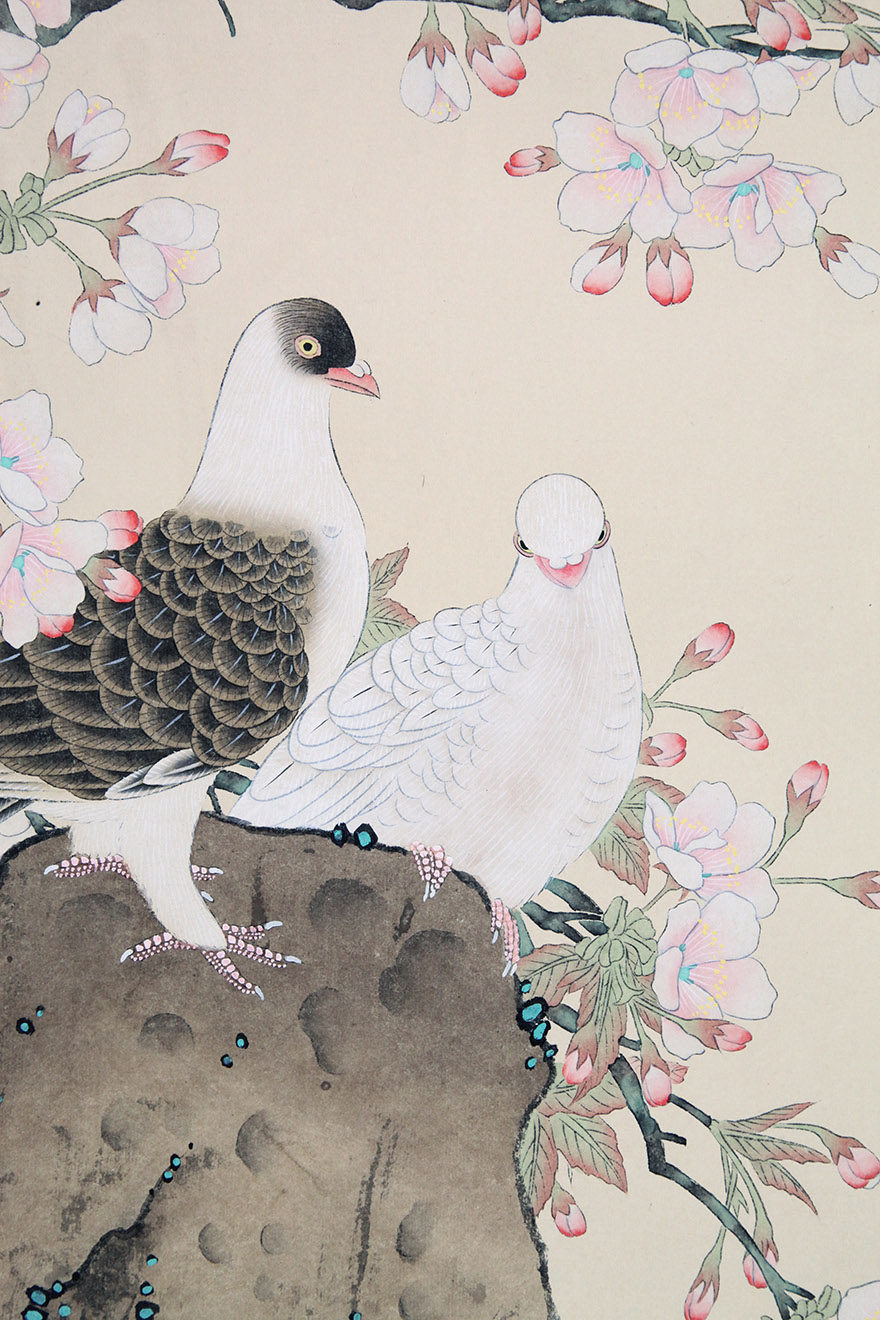 陈之佛《富贵双鸽》